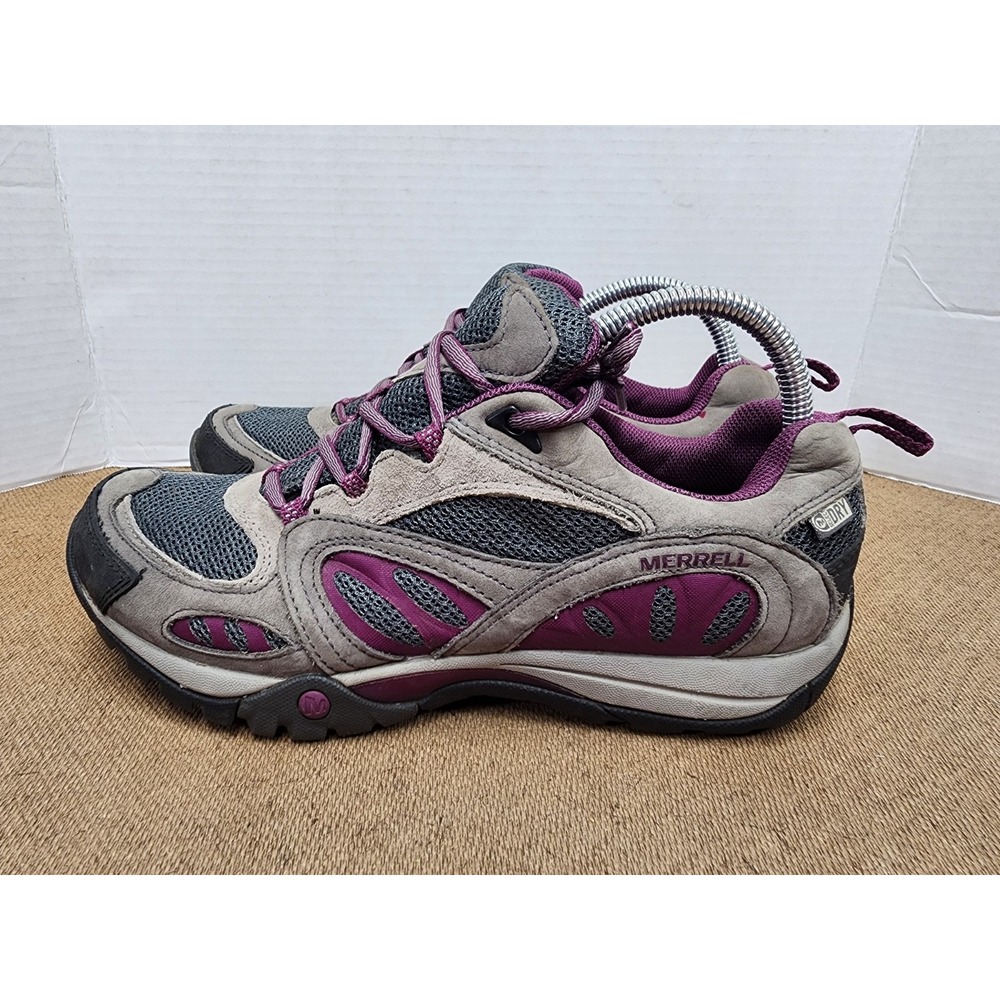 Merrell Azura J24350 Waterproof Hiking Trail Shoes Gray/ Purple Womens Size 9 US